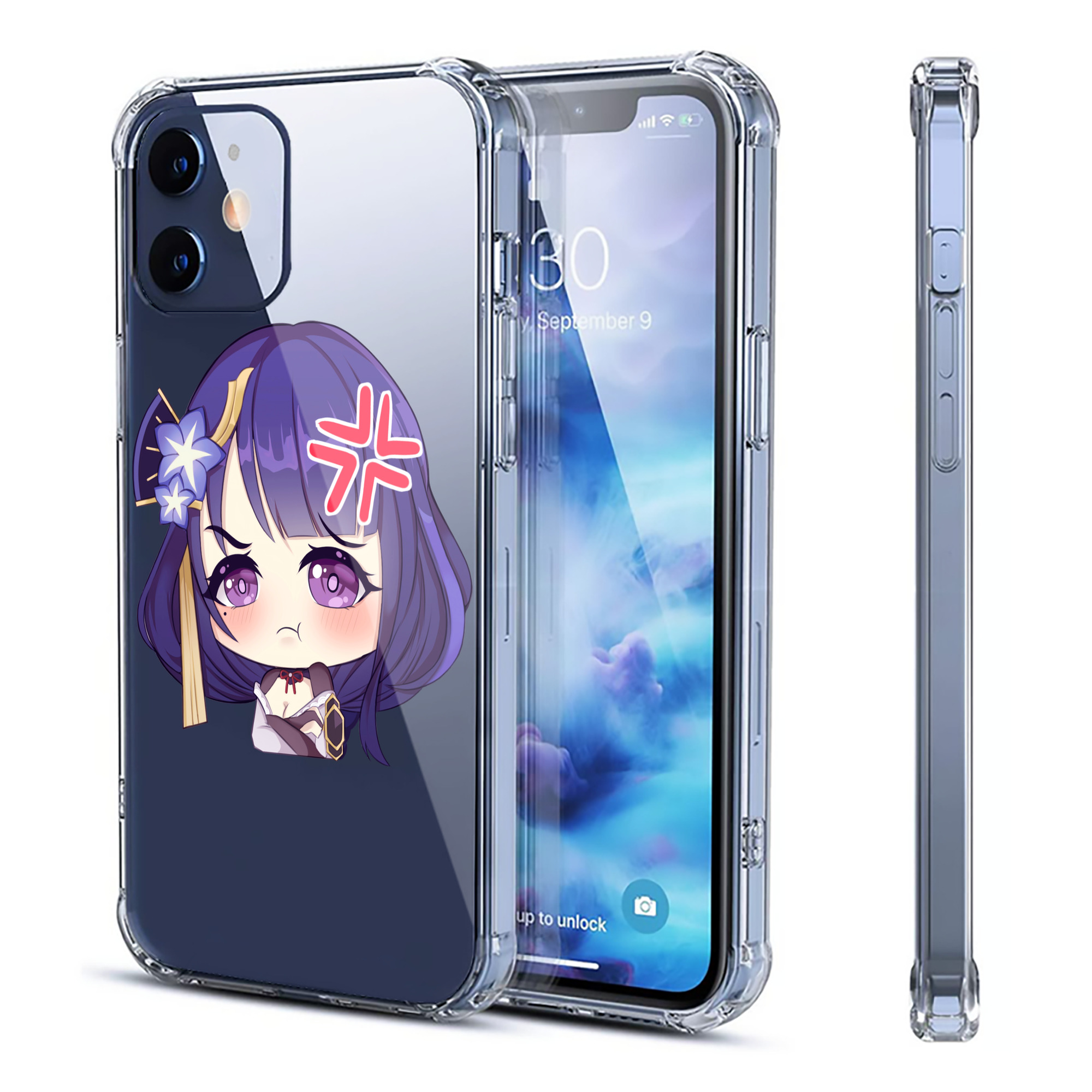 げんし神 雷電将軍 らいでんしょうぐん genshin Raiden Shogun 【iPhone 12シリーズ対応】透明スマホケース（クリアソフトケース）